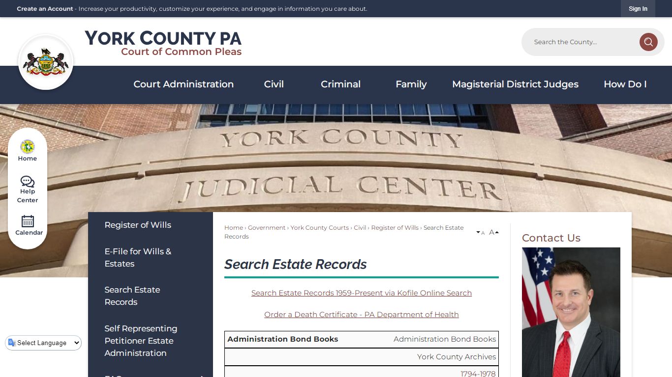 Search Estate Records | York County, PA